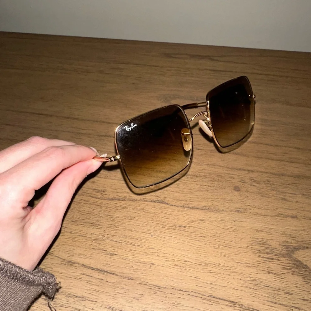Ray-Ban Gold Frame Sunglasses with Brown Gradient Lenses - Picture 2 of 8